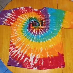 Anvil Cool As A Moose Maine Tie-Dye T-Shirt - Rainbow Size Large